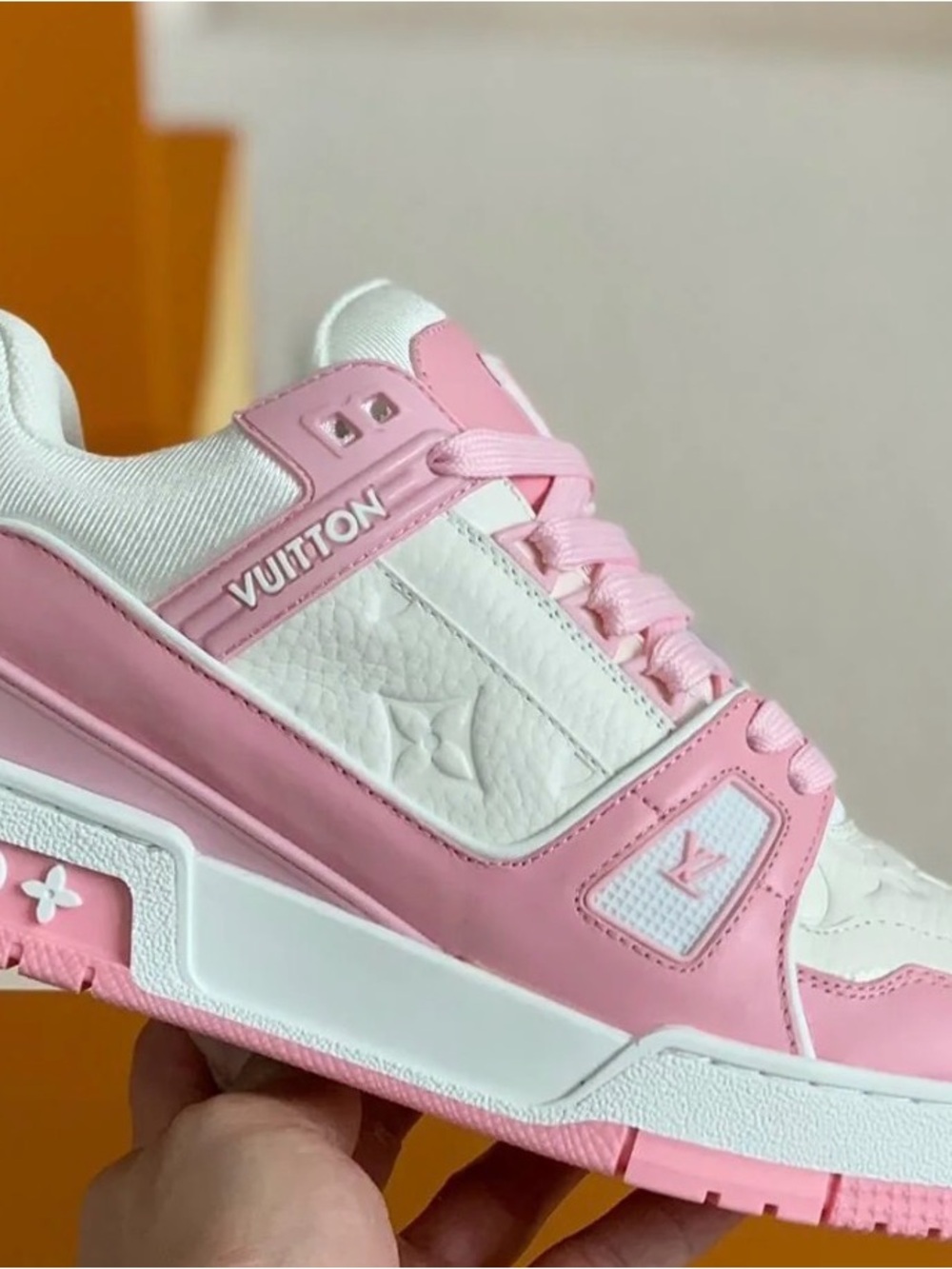 Louis Vuitton Pink and White Low-Top Trainer